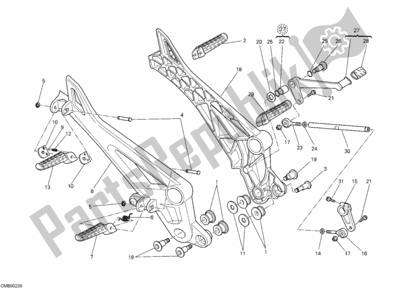 Wszystkie części do Podnó? Ek Ducati Monster 696 USA 2010